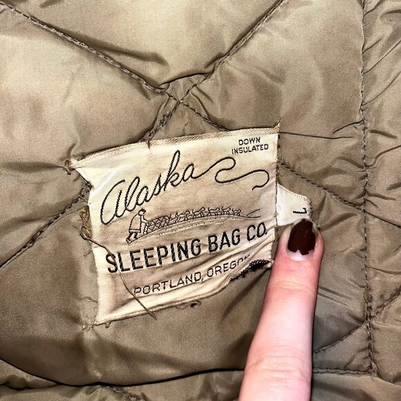 Alaska Sleeping Bag Co Goose Down Quilted Coat Vintage Fur Insulated Men's L - Picture 3 of 11